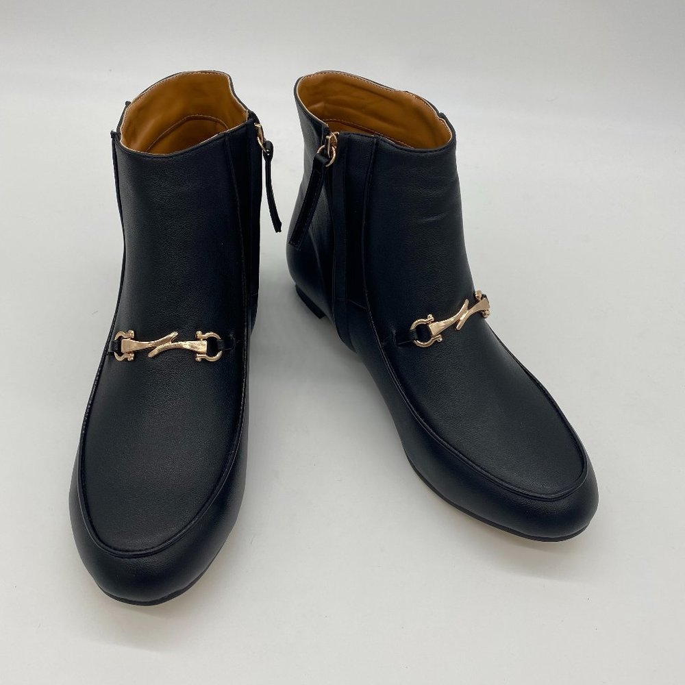 Black  Ankle Boot Mental Chain Decoration Shoes